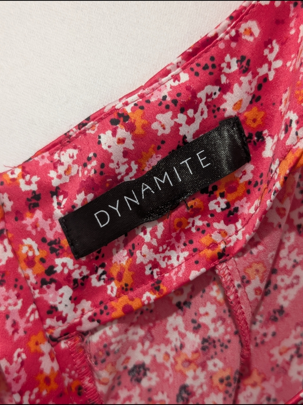 Dynamite Satin Floral Midi Skirt with Side Slit - Bright Pink - Picture 9 of 10